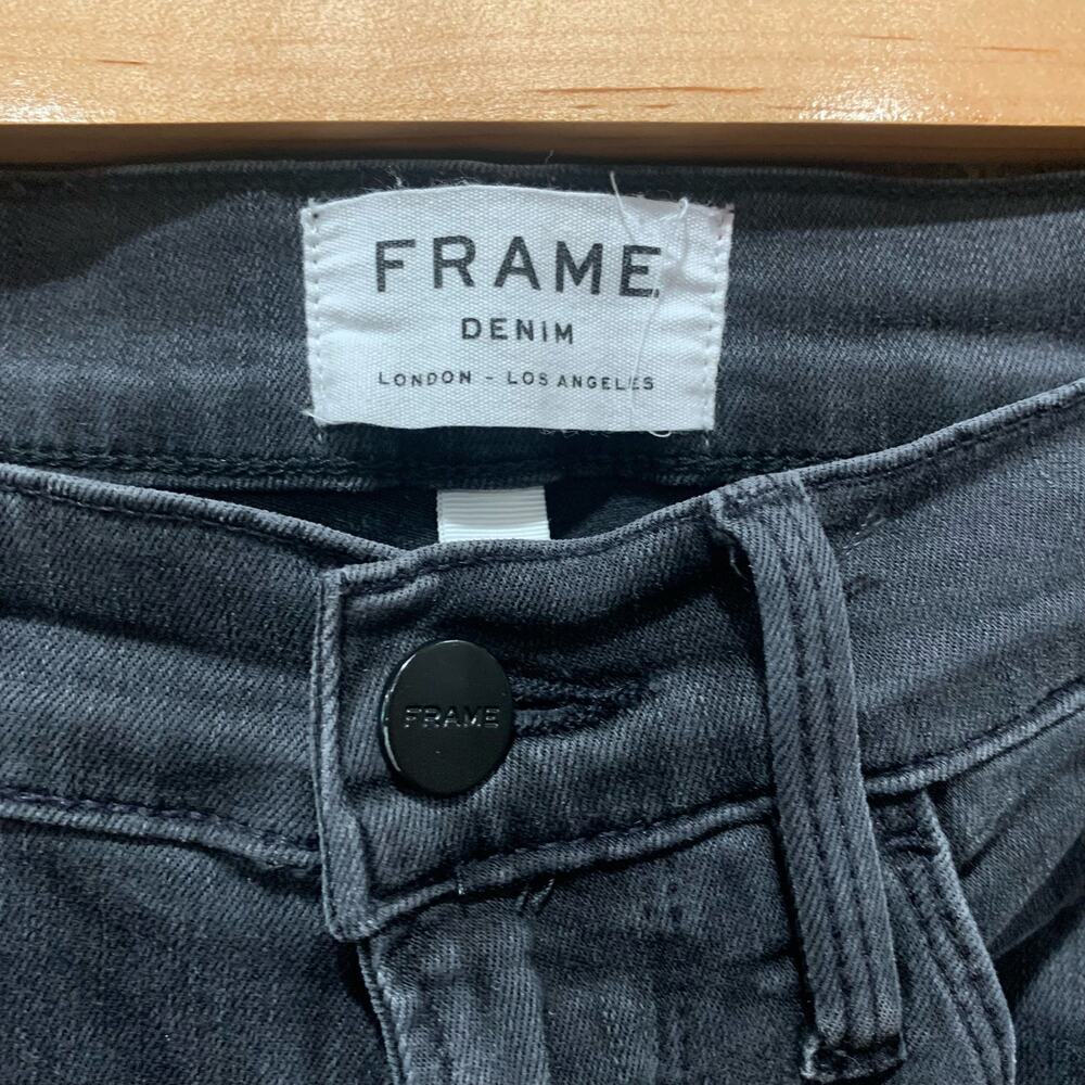 FRAME Le Skinny de Jeanne Raw Hem Size 28 Washed Black - Picture 6 of 8